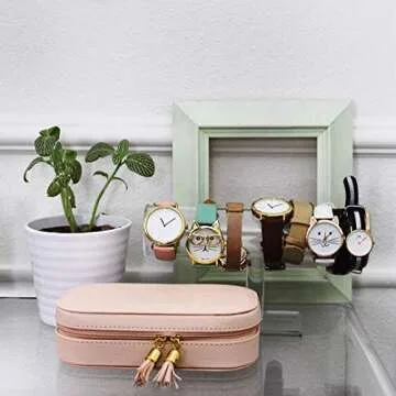 VLANDO Small Travel Jewelry Box with Tassels (Pink)