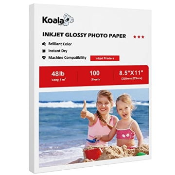 Koala Glossy Inkjet Photo Paper 8.5X11 Inches 100 Sheets for Photos and Graphics