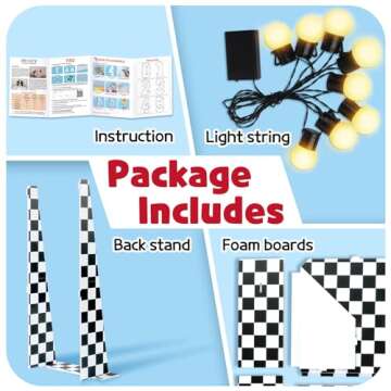 Marquee Numbers Race Car Birthday-Decorations: 3ft Large Fast One Party Decor Boy 4th 14th Big Light Up Cardboard Number 4