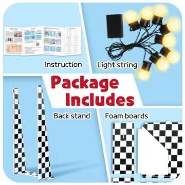 Marquee Numbers Race Car Birthday-Decorations: 3ft Large Fast One Party Decor Boy 4th 14th Big Light Up Cardboard Number 4