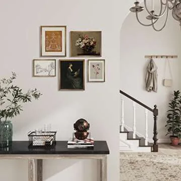 Vintage Botanical Wall Decor - Flower Portrait Neutral Wall Art for Boho French Country Farmhouse Kitchen, Bathroom, Bedroom Poster Print Picture, Preppy Room Decor Aesthetic Sketch Set of 5 Unframed