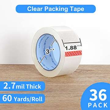 JARLINK Clear Packing Tape (36 Rolls), Heavy Duty Packaging Tape for Shipping Packaging Moving Seali...