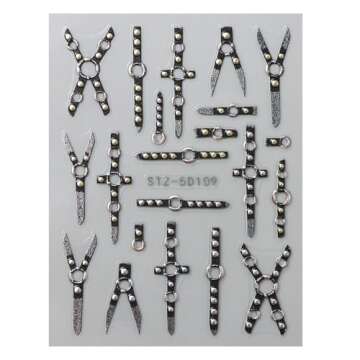 4Sheets 5D Embossed Belt Nail Decals - Y2K Relief Punk Nail Art Stickers & Decorations