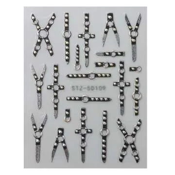 4Sheets 5D Embossed Belt Nail Decals - Y2K Relief Punk Nail Art Stickers & Decorations