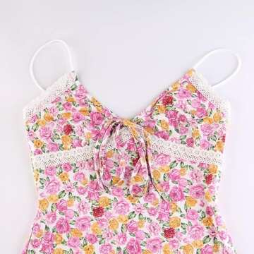 Boho Floral Long Dress for Women Y2k Spaghetti Strap Bodycon Long Dress Flower Print Party Dress (06-Floral, Medium)