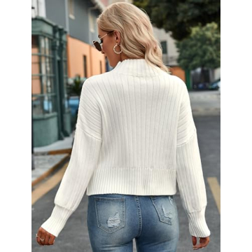 ZAFUL Mock Neck Long Sleeve Cropped Sweater for Women