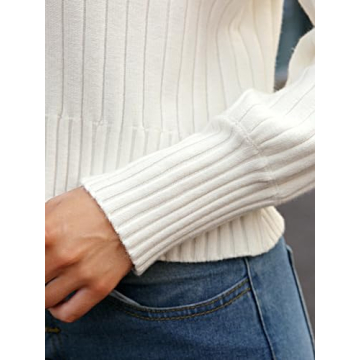 ZAFUL Mock Neck Long Sleeve Cropped Sweater for Women