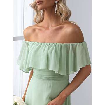 Elegant Off The Shoulder Maxi Bridesmaid Dress - Mint Green