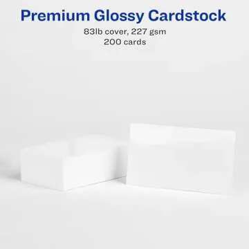 Avery Clean Edge Printable Business Cards with Sure Feed Technology, 2" x 3.5", Glossy White, 200 Blank Cards for Inkjet Printers (8859)