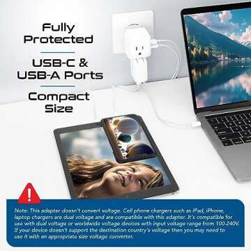 Ceptics European Plug Travel Adapter - Fast Charging Everywhere