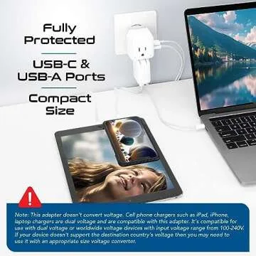 Ceptics European Plug Travel Adapter - Fast Charging Everywhere