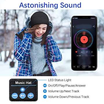 Bluetooth Hat Beanie, Mens Gifts, Music Hat with Wireless Bluetooth V5.0 Winter Hat Built-in HD Stereo Speakers & Microphone with Rechargeable USB for Winter Outdoor Sports (Fashion Cuffed Beanie)