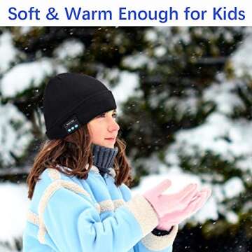 Bluetooth Hat Beanie, Mens Gifts, Music Hat with Wireless Bluetooth V5.0 Winter Hat Built-in HD Stereo Speakers & Microphone with Rechargeable USB for Winter Outdoor Sports (Fashion Cuffed Beanie)