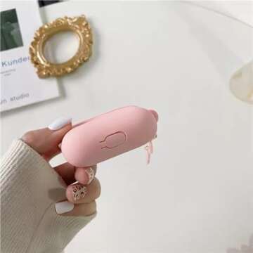 Cute Pink Case for Airpods 2nd/1st Generation Cover for Girl Women with Pom pom Flower Keychain & Cleaner Kit, Soft Silicone Airpods iPod 2nd/1st Gen Protective Cover Skin for Airpods 2/1, Pink