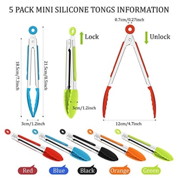 Mudder Mini Silicone Tongs – Small, Colorful Kitchen Tools