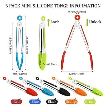 Mudder Mini Silicone Tongs – Small, Colorful Kitchen Tools