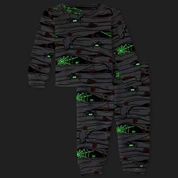 The Children's Place,Unisex Baby and Toddler Matching Family Glow Mummy Snug Fit Cotton Pajamas,Whit...