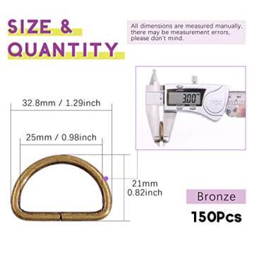 Swpeet 150Pcs 1 Inch / 25mm Bronze Heavy Dut Multi-Purpose Metal D Ring Semi-Circular D Ring for Keychains Belts Hardware Bags Ring Hand DIY (Bronze, Metal D Rings)