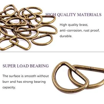 Swpeet 150Pcs 1 Inch / 25mm Bronze Heavy Dut Multi-Purpose Metal D Ring Semi-Circular D Ring for Keychains Belts Hardware Bags Ring Hand DIY (Bronze, Metal D Rings)