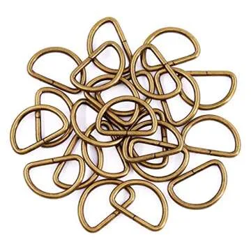 Swpeet 150Pcs 1 Inch / 25mm Bronze Heavy Dut Multi-Purpose Metal D Ring Semi-Circular D Ring for Keychains Belts Hardware Bags Ring Hand DIY (Bronze, Metal D Rings)