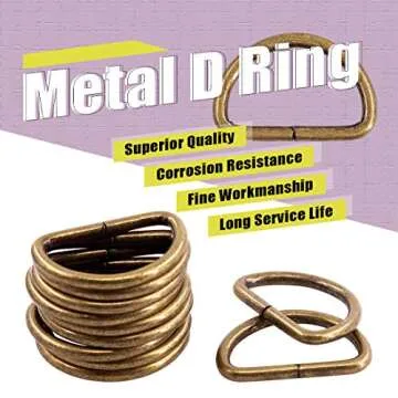 Swpeet 150Pcs 1 Inch / 25mm Bronze Heavy Dut Multi-Purpose Metal D Ring Semi-Circular D Ring for Keychains Belts Hardware Bags Ring Hand DIY (Bronze, Metal D Rings)