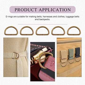 Swpeet 150Pcs 1 Inch / 25mm Bronze Heavy Dut Multi-Purpose Metal D Ring Semi-Circular D Ring for Keychains Belts Hardware Bags Ring Hand DIY (Bronze, Metal D Rings)