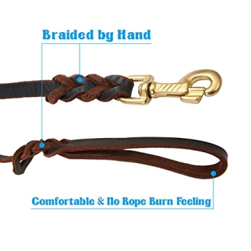 FOCUSPET Leather Dog Leash for Walking and Training