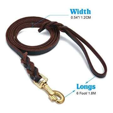 FOCUSPET Leather Dog Leash for Walking and Training