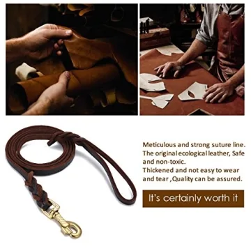 FOCUSPET Leather Dog Leash for Walking and Training