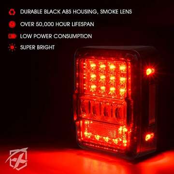 Xprite 4D Smoked LED Tail Lights for Jeep Wrangler JK - Bright, Durable & Easy Install