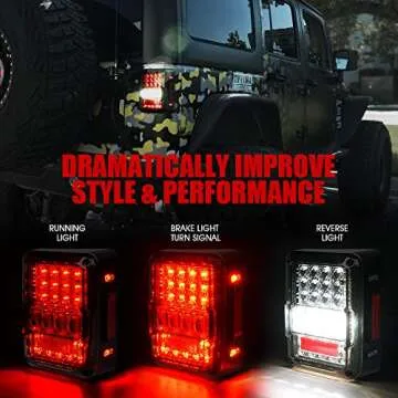 Xprite Smoked LED Tail Lights for 2007-2018 Jeep Wrangler JK