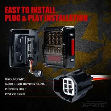 Xprite Smoked LED Tail Lights for 2007-2018 Jeep Wrangler JK