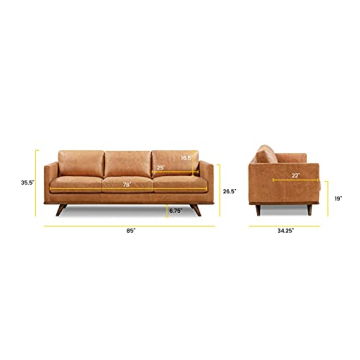 Elegant Chesterfield Sofa in Full-Grain Leather - Nolita 85"