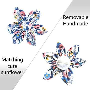 LEJGEQR Floral Girl Dog Collar,Cotton Dog Collars for Dogs Female Dog Collar with Flower Fall Cute Dog Collars with Quick Release Buckle Puppy Collars Pet Dog Collar for Small Medium Large Dogs