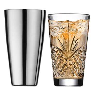 Godinger Cocktail Shaker, Martini Shaker, Boston Shaker, Stainless Cup and Crystal Glass to Mix Drinks Cocktails - Dublin Collection