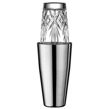 Godinger Cocktail Shaker, Martini Shaker, Boston Shaker, Stainless Cup and Crystal Glass to Mix Drinks Cocktails - Dublin Collection