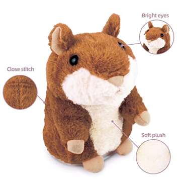 Homily Talking Hamster, Repeats What You Say Plush Animal Toy Electronic Hamster Mouse for Boys, Gir...