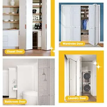 Bi-fold Door Hardware Repair Kit - 4 Pack Closet Door Hardware Set for 24 36 72 inch Track Folding Doors Accordian Pantry Hardware Replacement Parts Include Tops & Bottom Pivots, Bracket & Guide Wheel