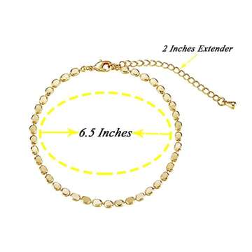 Kyerlyn 14K Gold Plated Handmade Dainty Dot Bracelet Cute Thin Everyday Bracelets for Women Men Size 6.5-8.5 Inch