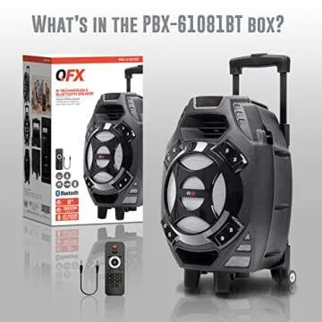 QFX PBX-61081 Portable Speaker | 8" Woofer, Bluetooth, 400W