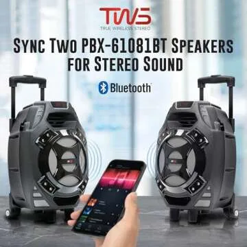 QFX PBX-61081 Portable Speaker | 8" Woofer, Bluetooth, 400W