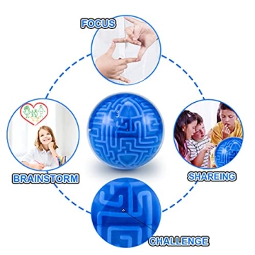1 Pack 3D Puzzle Maze Ball Magic Brain Teasers Games Memory Sequential Gravity Puzzle Cube Balls Educational Toys for Kids Teen & Adults Birthday Christmas Stocking Stuffers Gifts, Hard Challenges