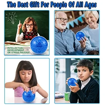 1 Pack 3D Puzzle Maze Ball Magic Brain Teasers Games Memory Sequential Gravity Puzzle Cube Balls Educational Toys for Kids Teen & Adults Birthday Christmas Stocking Stuffers Gifts, Hard Challenges