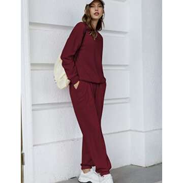 HOTOUCH Women's Fleece Line Track Suit 2 Piece Sweatsuit Set Long Sleeve Sweatpants Set Sherpa Warm Up Suits