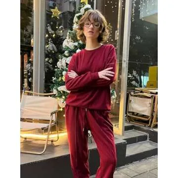 HOTOUCH Women's Fleece Line Track Suit 2 Piece Sweatsuit Set Long Sleeve Sweatpants Set Sherpa Warm Up Suits