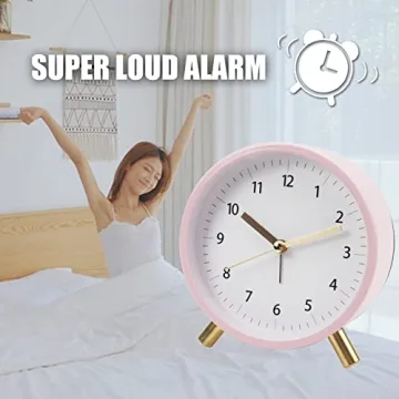 AOLOX 4.5" Quiet Analog Alarm Clock with Backlight