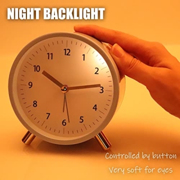 AOLOX 4.5" Quiet Analog Alarm Clock with Backlight