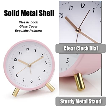 AOLOX 4.5" Quiet Analog Alarm Clock with Backlight