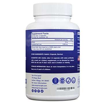 Zen Principle Ultra-Pure Beef Liver Capsules - 180 Pack for Natural Energy and Wellness