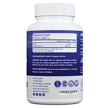 Zen Principle Ultra-Pure Beef Liver Capsules - 180 Pack for Natural Energy and Wellness
